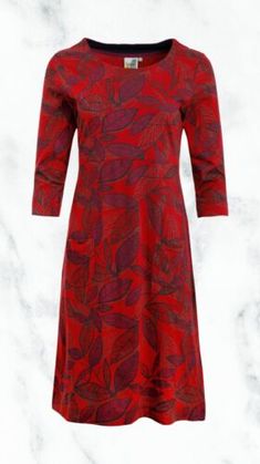 Trendy Fashion Ex Weird Fish Women's Starshine Organic Cotton Printed Jersey Dress in Rich Red, Stunning Womens Dresses Red A-line Midi Dress For Winter, Red A-line Christmas Dress, Knee-length Christmas Midi Dress, Knee-length Fall Holiday Dress, Red Knee-length Christmas Dress, Casual Long Sleeve Holiday Dresses, Casual Red Holiday Dress, Casual Red Christmas Dress, Red Casual Holiday Dress