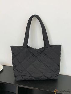 BirdinBag - Quilted Tote Bag: Lightweight and Spacious with Maximum Capacity Quilted Tote Bags, Quilted Totes, Shoulder Tote Bag, Handle Bag, Shoulder Tote, Tote Bag, Pattern, Black