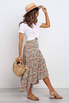 Rok Midi, Thrifted Outfits, Maxi Skirts, Looks Style, Looks Vintage, Outfits Ideas