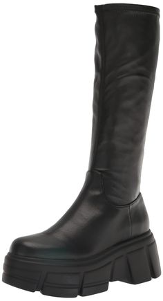 PRICES MAY VARY. Steve Madden Womens Women's chunky platform knee high boot Synthetic upper material, lining and sole Approximately 3" platform heel height Approximately 9.5" shaft circumference Lugg Boots And Black Dress, Black Chunky Sock Boots, Lug Boots Knee High, Chunky Black Boots Jeans, Black Chunky Boots Women, Mid Calf Boots Chunky, Chunky Boots Steve Madden, Styling Chunky Boots Plus Size, Comment Porter Les Chunky Boots