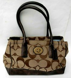 COACH  Signature Leather & Fabric Shoulder bag   F0826  In excellent condition Bag Ideas, Canvas Shoulder Bag, Leather Fabric, Soho, Burlap Bag, Reusable Tote Bags, Purse, Tote Bag, Shoulder Bag