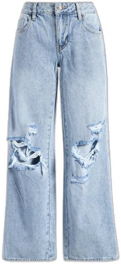 Distressed Wide Leg Cropped Jeans With Relaxed Fit, Trendy Ripped Wide Leg Flare Jeans, Washed Blue Distressed Wide Leg Flare Jeans, Distressed Washed Blue Wide Leg Flare Jeans, Faded Ripped Wide Leg Flare Jeans, Relaxed Fit Light Wash Ripped Flare Jeans, Wide Leg Ripped Faded Flare Jeans, Ripped Wide Leg Cropped Jeans For Spring, Wide Leg Ripped Flare Jeans For Spring