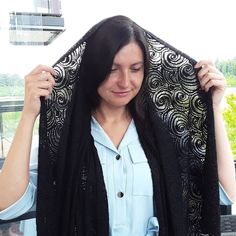 "Sheer head scarf/ Church head covering/ Black hair scarf/  Cathedral mantilla/ Funeral scarf black/ Christian head cover/ JW gifts. - Black lace scarf.    SIZE. APPROX.     55\"× 35\" (140×90 cm). - Religion scarf MATERIALS.     Black stretch Lace, Polyester.  STYLE. Chapel veil Lace head scarf Head scarf for women Prayer shawl NOTE.  Hand wash only.  Remember that real color may vary  it depends on your screen resolution.  Shipping worldwide from Europe.  Thank you for visiting our shop!" Elegant Black One-size Shawl, Black One Size Shawl Wrap, Elegant Black Scarves For Wedding, Traditional Black Shawl One Size, Black Wedding Shawl Scarf, Black Headscarf, Christian Head Covering, Black Stretch Lace, Orthodox Wedding