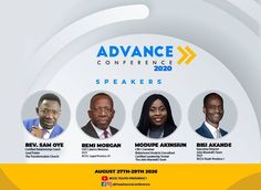 an ad for the advance conference with five speakers