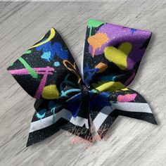 Graffiti Cheer Bow, Fun Cheer Bow, Keychain Cheer Bow, Cheer Bow Gift Cheer Bow Keychain, Bow Keychain, Custom Bows, Cheer Bow, Whimsical Design, Cheer Bows, Baby's Room, Photo Lighting, Grosgrain Ribbon