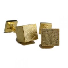 Gold Brushed Cubed Cufflinks Gold Cufflinks, Vintage Cufflinks, Mens Gold, Gold Accessories, The Deal, Cufflinks, Gold Color, Men's Fashion, Mens Jewelry