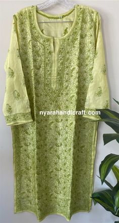 "Classy and classic !! Pure silk kurta with fine hand embroidery! Kurta length : 43 inches Fabric: Pure Tussar Silk Dry clean Only \"Slight stretch marks on the fabric due to embroidery frame are not considered as defects\"" Green Chikankari Embroidered Tunic For Spring, Green Chikankari Embroidery Tunic For Spring, Spring Green Tunic With Chikankari Embroidery, Long Kurta With Floral Embroidery For Diwali, Spring Tunic Kurta With Chikankari Embroidery, Diwali Long Kurta With Floral Embroidery, Spring Long Kurta With Resham Embroidery, Pista Green Kurta With Chikankari Embroidery For Spring, Chikankari Embroidered Tunic Kurta For Navratri