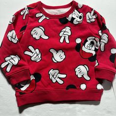 Small Manufacturer’s Printing Flaw - See Picture Red Cartoon Print Tops For Winter, Red Long Sleeve T-shirt With Cartoon Print, Playful Long Sleeve Minnie Mouse Top, Cute Red T-shirt For Winter, Cute Red Winter T-shirt, Red Long-sleeve T-shirt With Cartoon Print, Casual Minnie Mouse Tops For Playtime, Playful Mickey Mouse Top For Winter, Playful Mickey Mouse Winter Tops