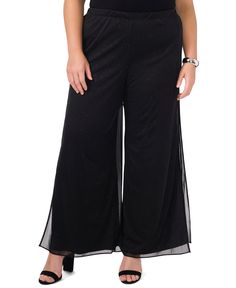 in stock Black Wide-leg Party Bottoms, Black Wide-leg Party Pants, Black Bottoms With Elastic Waistband For Evening, Black Pants With Elastic Waistband For Evening, Plus Size Dressy, Black Palazzo Pants, Wide Leg Palazzo Pants, Dressy Pants, Pant Set