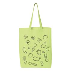 "Veggie Tote Bag, Eco-Friendly Bag, Shopping Bag, Vegetable Tote Bag, Plant Lover, Farmers Market Tote Bag, Vegan Gift, Grocery Market Bag 6.0 oz., 100% cotton 20\" self-fabric handles 9\" handle drop Bottom gusset 15\"W x 16\"H x 3\"D" Green Tote Lunch Bag For Daily Use, Eco-friendly Green Pouch Bag, Everyday Green Zipper Pouch Bag, Reusable Shoulder Bag For Daily Use, Green School Bag With Zipper Pouch, Green Gift Bag Pouch, Eco-friendly Green Grocery Bags, Green Canvas School Gift Bag, Reusable Tote Bag For Grocery