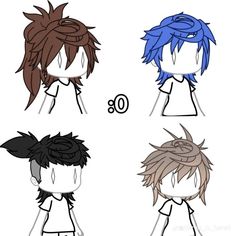 four different colored hair styles with the number nine on them, and one is blue