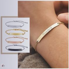 ❤️ A SPECIAL AND MEANINGFUL GIFT Ideal for birthdays, Christmas, Mother's Day, Valentine's Day, anniversaries, and as a thoughtful gift for family and friends. Each piece is meticulously handcrafted . ❤️ SPECIFICATIONS Material: Stainless Steel  Available Colors: Silver IP Plating, Gold IP Plating, Rose Gold IP Plating,Silver IP Plating with Black Bar Chain Length: The bracelet is 16cm long plus a 4 cm extension (20 cm total). Bar Dimensions: 5 x 35 mm Engraving Options: Front Style: Minimalist Engraved Name Bangle Bracelet As Gift, Minimalist Bracelets With Engraving Option For Gifts, Engraved Rectangular Jewelry For Best Friend, Minimalist Stainless Steel Heart Bracelet As Gift, Personalized Stainless Steel Bangle Name Bracelet, Personalized Stainless Steel Name Bangle, Elegant Stainless Steel Name Bracelet As A Gift, Engraved Name Bangle Bracelet For Mother's Day, Elegant Stainless Steel Name Bracelet As Gift