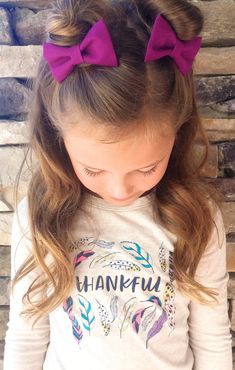 22 Easy and Adorable Toddler Girl Hairstyles for Medium to Long Hair - Just Simply Mom Berry Hair, Pink Purple Hair, Purple Hair Bows, Bow Hairstyle