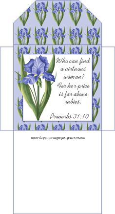 an envelope with blue flowers on it