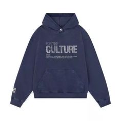 For The Culture Crystal Blue Hoodie Crystal Hoodie, Rhinestone Sweater, For The Culture, Navy Blue Hoodie, Mode Zara, Navy Hoodie, Zip Hoodies