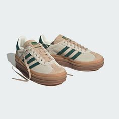 adidas Gazelle Shoes - White | Women's Lifestyle | adidas US Adidas Gazelle Bold, Look Grunge, Gazelle Bold, Bold Shoes, Quoi Porter, Sneaker Sale, Cream Shoes, Adidas Originals Women, Shoe Inspo