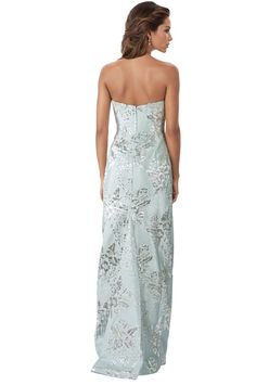 Strapless Brocade Gown - Rene Ruiz Collection Silk Maxi Dress With Floral Embroidery For Evening, Floor-length Brocade Gown For Gala, Brocade Gown For Gala, Elegant Brocade Dress For Reception, Fitted Embroidered Evening Dress For Reception, Glamorous Brocade Dresses For Wedding, Embroidered Fitted Evening Dress For Reception, Glamorous Brocade Wedding Dresses, Fitted Jacquard Gown For Party