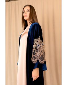 Glorious Abaya and Dress Set, Blue Velvet Abaya, Dubai Abaya, Muslim Abaya, Abaya Kaftan,abaya Dress, Eid Abaya, Muslim Dress, Arabian Abaya - Etsy Elegant Long Sleeve Blue Abaya, Elegant Blue Long Sleeve Abaya, Elegant Eid Abaya With Cape, Elegant Long Sleeve Blue Thobe, Formal Blue Abaya For Eid, Elegant Blue Abaya For Eid, Elegant Long Blue Abaya, Formal Long Blue Abaya, Elegant Long Sleeve Blue Robe