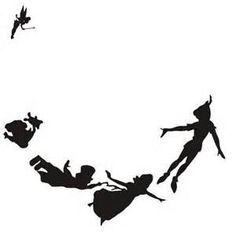 the silhouettes of three people flying through the air