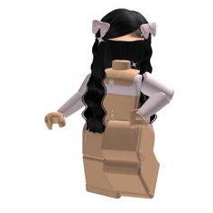 a woman with long black hair standing next to a cardboard box