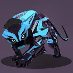 a stylized image of a cat with blue and black colors on it's body