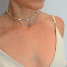 Dainty Silver Stackable Necklaces, Dainty Silver Stackable Necklace, Stackable Sterling Silver Necklaces, Simple Silver Choker Jewelry, Everyday Stackable Silver Necklaces, Stackable Silver Necklaces For Everyday, Simple Adjustable Choker Jewelry, Classic Sterling Silver Choker Jewelry, Minimalist Sterling Silver Stackable Necklaces