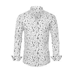 Delight the music enthusiast in your life with our Musician Gift, a Men's Dress Shirt that seamlessly blends style and musical passion. This Music Shirt for Men features a captivating black note print against a white background, creating a unique and eye-catching design that's perfect for any music lover.Crafted with long sleeves for a touch of sophistication, this Black and White Shirt is not just a piece of clothing; it's a statement of individuality and a tribute to the world of music. Whethe Fitted Black Music-themed Top, White Fitted Band Merch Shirt, Long Sleeve Cotton Shirt For Concert, Music-themed Long Sleeve Cotton Top, Fitted Cotton Shirt For Concert, Music-themed Cotton Long Sleeve Top, Cotton Shirt For Spring Concerts, Spring Concert Cotton Shirt, Spring Cotton Shirt For Concerts