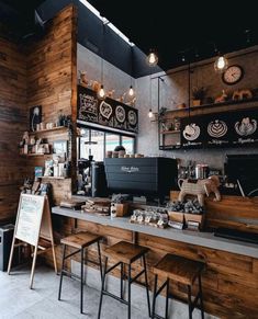 a coffee shop with lots of counter space