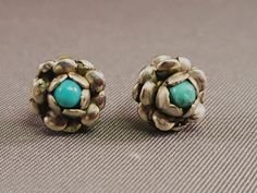 Delicate vintage silver stud flower earrings with turquoise centers. The flowers measure 1/2 inch in diameter. Vintage Turquoise Flower Earrings, Silver Flowers, The Flowers, Silver Studs, Flower Earrings, Jewelry Earrings Studs, Vintage Silver, Jewelry Earrings, Stud Earrings