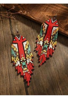 Garden Earrings, Native Beading, Native Beading Patterns, Whimsical Jewelry, Handmade Earring, Beads Handmade, Fashion Jewelry Earrings, Fringe Earrings, Bead Earrings