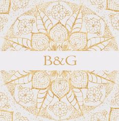 an elegant gold and white wedding card with the word b & g on it's front