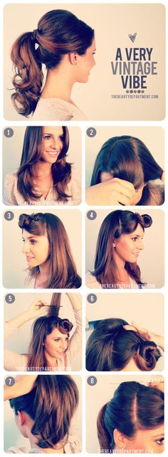 Sandra Dee’s 1950s Ponytail | 27 Gorgeously Dreamy Vintage-Inspired Hair Tutorials http://thebeautydepartment.com/2012/09/1950s-inspired-ponytail/ Art Hairstyles, Vintage Ponytail, Ponytail Tutorial, Easy Updo, Fishtail Braid, Hair Today, Great Hair, Vintage Hairstyles, Hair Dos