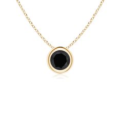 This classic solitaire black onyx pendant's beautiful design makes the splendid center stone appear like it's floating on the chain. The mysterious and captivating black onyx is secured in a bezel setting. Crafted in 14k yellow gold, this round black onyx pendant makes a bold style statement. Black Bezel Set Jewelry For Anniversary, Classic Jewelry With Smooth Bezel Round Pendant, Classic Black Necklaces With Round Pendant, Classic Black Necklace With Round Pendant, Timeless Black Jewelry With Bezel Setting, Classic Black Round Pendant Necklace, Timeless Black Round Cut Jewelry, Classic Yellow Gold Necklace With Black Enamel, Modern Black Jewelry With Bezel Setting