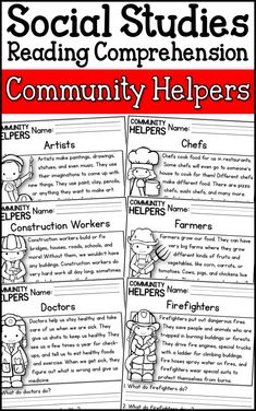 the social studies reading compension community helpers