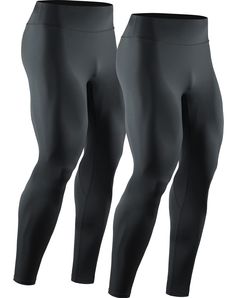 two pairs of men's tight leggings, one in black and the other in grey