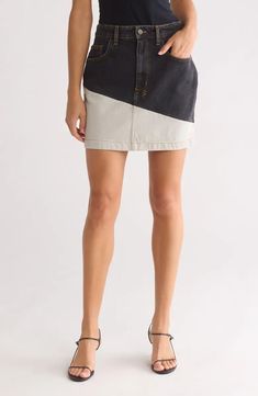 Ksubi Colorblock Denim Miniskirt | Nordstromrack Denim Miniskirt, Nordstrom Rack, Color Blocking, Fashion Forward, Personal Style, Mini Skirts, Nordstrom, Grey, Clothes For Women