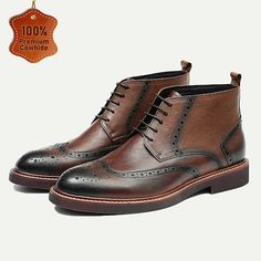 Category:Boots; Upper Materials:Leather,Italian Full-Grain Cowhide; Lining Materials:Cowhide; Gender:Men's; Toe Shape:Round Toe; Outsole Materials:Rubber; Closure Type:Lace-up; Function:Comfortable,Slip Resistant; Brand:TS; Listing Date:07/12/2024 Cheap Dress, Brogue Boots, Italian Leather Shoes, Men’s Boots, Leather Brogues, Dress Boots, Mens Shoes Boots, Lace Up Ankle Boots, Dress With Boots