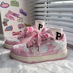 Theme - Y2K · sugarplum · Online Store Powered by Storenvy Pink Star Shoes, Platform Shoes Kawaii, Kawaii Platform Shoes, Shoes Y2k, Y2k Shoes, Dr Shoes, Harajuku Women, Kawaii Shoes, Pink Star