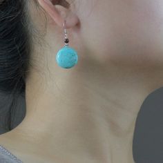 Handmade Turquoise Earrings For Gifts, Handmade Turquoise Earrings As Gift, Round Turquoise Earrings For Gift, Turquoise Earrings With Ear Wire For Gift, Turquoise Dangle Earrings Gift, Turquoise Drop Earrings For Gift, Turquoise Round Beads Earrings For Gift, Infinity Earrings, Turquoise Hoop Earrings