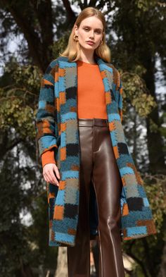 Monsi Patchwork Shawl Duster Coat | Greylin Collection – Greylin Collection | Women's Luxury Fashion Clothing Patchwork Shawl, Jacket Puffer, Orange Outfit, Duster Jacket, Patchwork Jacket, Luxury Women Fashion, Faux Fur Jacket, Fur Jacket, Fall Outfit