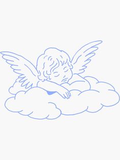 an angel sitting on top of a cloud