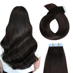 PRICES MAY VARY. 【Salon Quality Hair Extensions】Seamless straight tape in hair extensions.100% premium remy human hair,salon quality,tangle free, shedding free. The remy hair tape in extensions feel smooth and soft. our tape hair extensions can be curled just you like. 【Sticky Blue Tape】Specially developed high-strength invisible tape, double-sided, re-usable, quality tape,made in US. You can replace the tape when required. Easy to install or remove the tape in extensions,can be reusable, we suggest you re-tape every 4-6 weeks.The Hair extensions human hair can be long-lasting up to 3-4 months with good care. 【About Color Difference Hair Extensions】Slight color difference is accepted as different monitors, viewing angles, screen resolutions and shade may show color differently. If you are Hair Extension Lengths, Black Hair Extensions, Real Human Hair Extensions, Hair Tape, Tape In Extensions, Black Tape, Super Hair, Quality Hair Extensions, Normal Hair