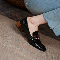 Susex Women's Chunky Heel Leather Loafer | Ultrasellershoes.com – Ultra Seller Shoes