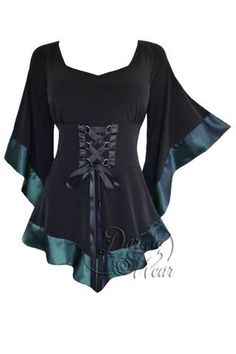 Dare To Wear Victorian Gothic Women's Treasure Corset Top in Teal Goth Tops, Witch Style, Dark Witch, Style Gothic, Vintage Flare, Bodycon Dress With Sleeves, Hip Hop Outfits, Cosplay Dress, Gothic Outfits