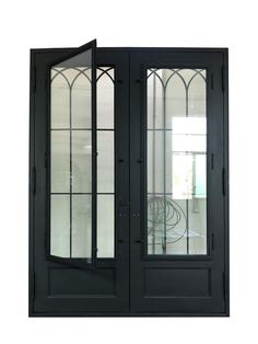 Beautiful iron front entry door! You need one to decorate your house. Affordable price and good quality! The custom handcrafted iron wrought door makes your dream home come true! Black Iron Door, Exterior Double Front Doors, Entry Door Styles, Wrought Iron Entry Doors, Double Front Entry Doors, Wrought Iron Front Door, Front Entry Door, Double Door Entrance, Double Doors Exterior