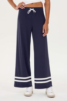 Quinn Airweight Wide Leg Pant - Indigo | SPLITS59 Yoga Dance, Wide Leg Pant, The Park, Wide Leg Pants, Parka, Casual Wear, Wide Leg, Yoga, Pants