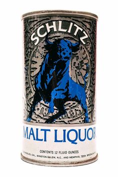 a can of schutz's malt liquor on a white background,