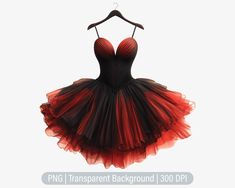 a red and black dress hanging on a hanger with the words png transparent background