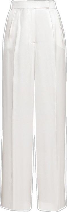 Formal Ankle-length Satin Pants, Ankle-length Satin Pants For Formal Occasions, Elegant Satin Ankle Pants, White Straight Pants For Evening, Luxury White Pants, Chic Silk Pants For Daywear, Elegant Cream Pants For Evening, Luxury White Bottoms For Evening, Luxury White Bottoms For Evening Wear