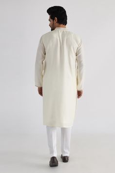 Buy Off White Kurta - Bam Silk Embroidery Thread Ruakh Placement Set For Men by Smriti by Anju Agarwal Online at Aza Fashions. Off White Kurta With Gota Work For Eid, Festive Long Sleeve Unstitched Suit With Gota Work, Off White Long Sleeve Formal Kurta, Elegant Long Sleeve Sherwani With Gota Work, Eid Long Sleeve Unstitched Suit With Gota Work, Eid Unstitched Long Sleeve Suit With Gota Work, Long Sleeve Unstitched Suit With Gota Work For Eid, Off White Long Sleeve Traditional Wear For Diwali, Off White Straight Kurta For Formal Occasions